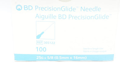 BD 305122 Precision Glide Ndle 25G x 5/8inch - Box of 100